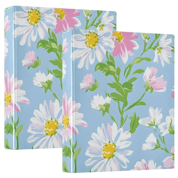 FORMRS 3 Ring Binder 1.5 inch with Pockets Set of 2 Clip Board 200 Sheets Capacity, Blue Floral