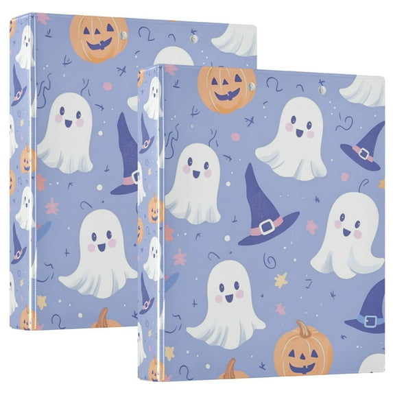 FORMRS 3 Ring Binder 1.5 inch with Pockets Set of 2 Clip Board 200 Sheets Capacity, Blue Halloween