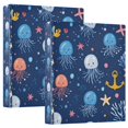 thumbnail image 1 of FORMRS 3 Ring Binder 1.5 inch with Pockets Set of 2 Clip Board 200 Sheets Capacity, Blue Jellyfish, 1 of 8