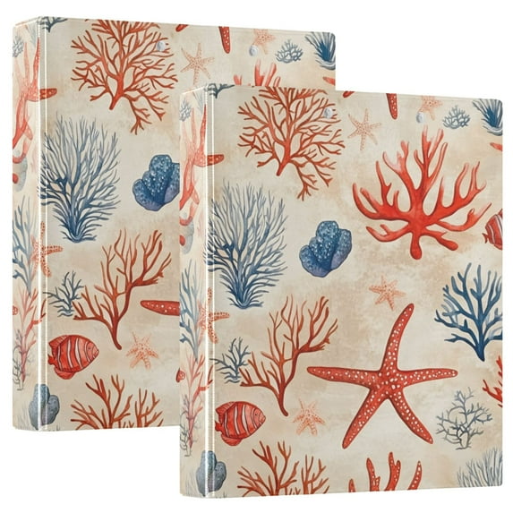 FORMRS 3 Ring Binder 1.5 inch with Pockets Set of 2 Clip Board 200 Sheets Capacity, Blue Starfish