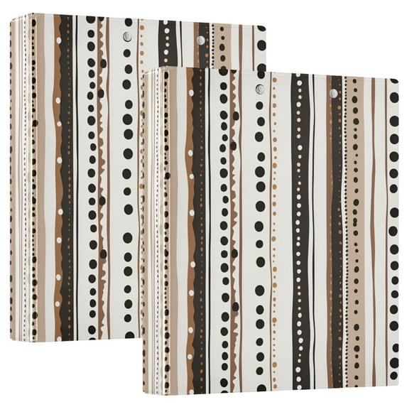 FORMRS 3 Ring Binder 1.5 inch with Pockets Set of 2 Clip Board 200 Sheets Capacity, Brown Abstract Stripes