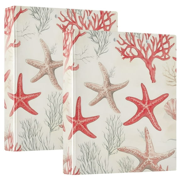 FORMRS 3 Ring Binder 1.5 inch with Pockets Set of 2 Clip Board 200 Sheets Capacity, Brown Starfish