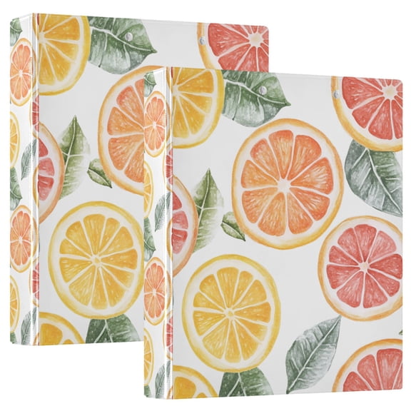 FORMRS 3 Ring Binder 1.5 inch with Pockets Set of 2 Clip Board 200 Sheets Capacity, Candy Grapefruit Slices