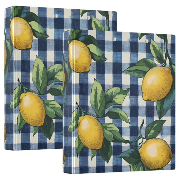 FORMRS 3 Ring Binder 1.5 inch with Pockets Set of 2 Clip Board 200 Sheets Capacity, Cartoon Beige Lemon