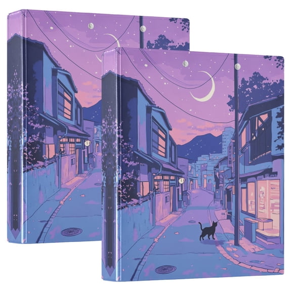 FORMRS 3 Ring Binder 1.5 inch with Pockets Set of 2 Clip Board 200 Sheets Capacity, Cat Walking in Street