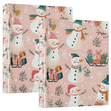 FORMRS 3 Ring Binder 1.5 inch with Pockets Set of 2 Clip Board 200 Sheets Capacity, Christmas Snowman
