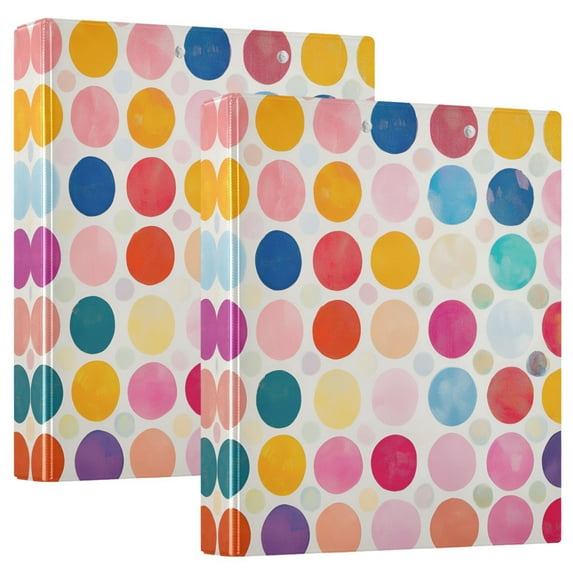 FORMRS 3 Ring Binder 1.5 inch with Pockets Set of 2 Clip Board 200 Sheets Capacity, Colorful Circles