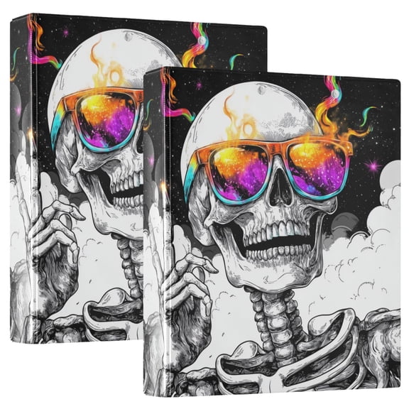 FORMRS 3 Ring Binder 1.5 inch with Pockets Set of 2 Clip Board 200 Sheets Capacity, Colorful Glasses