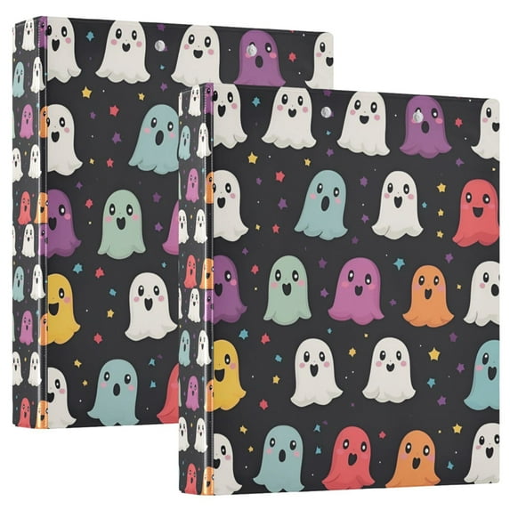 FORMRS 3 Ring Binder 1.5 inch with Pockets Set of 2 Clip Board 200 Sheets Capacity, Colorful Halloween Ghost