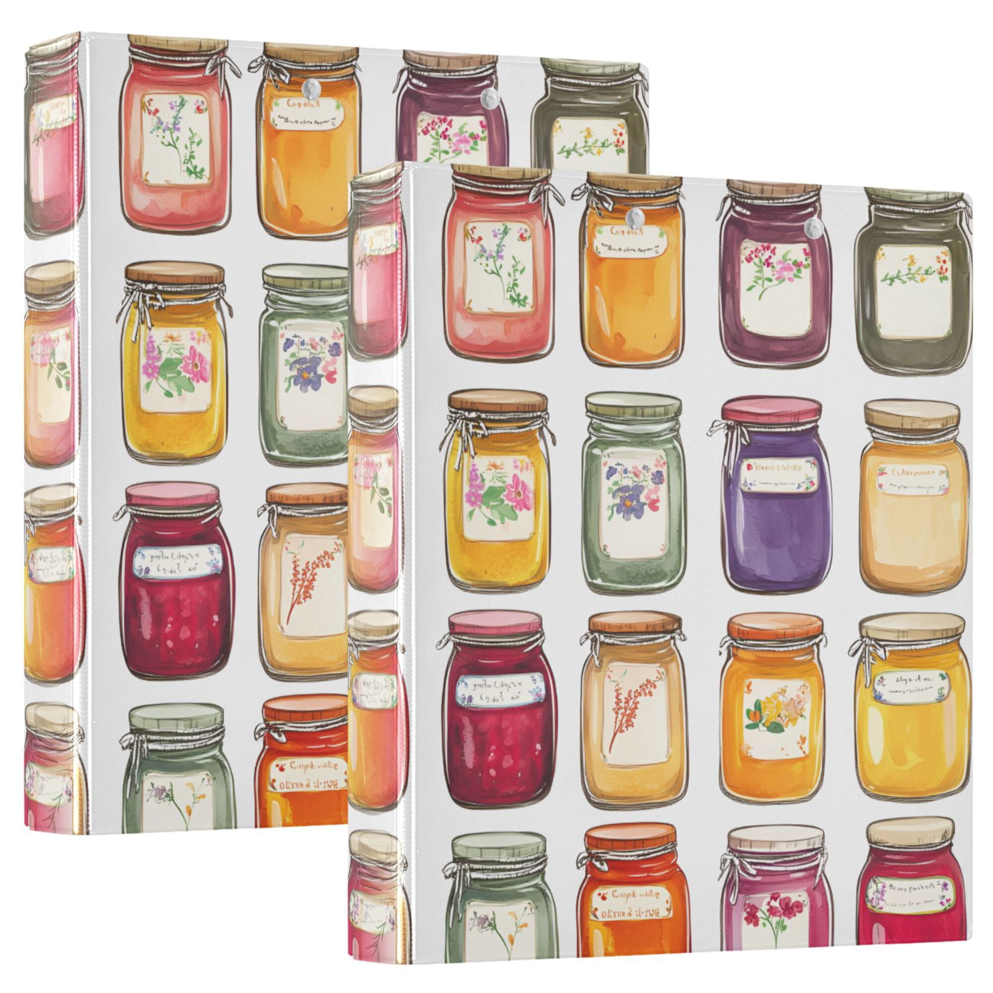 FORMRS 3 Ring Binder 1.5 inch with Pockets Set of 2 Clip Board 200 Sheets Capacity, Colorful Jam Jars