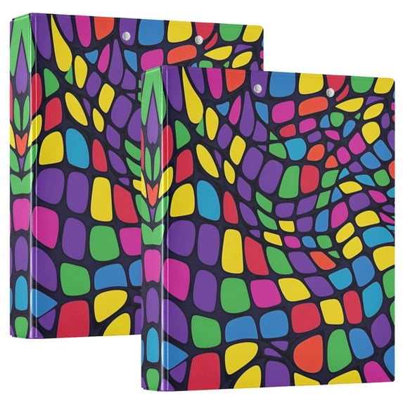 FORMRS 3 Ring Binder 1.5 inch with Pockets Set of 2 Clip Board 200 Sheets Capacity, Colorful Psychedelic
