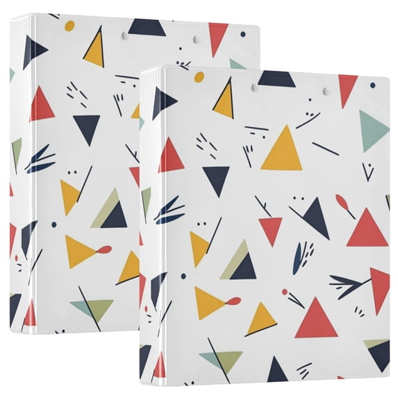 FORMRS 3 Ring Binder 1.5 inch with Pockets Set of 2 Clip Board 200 Sheets Capacity, Colorful Triangles