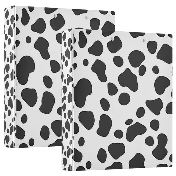 FORMRS 3 Ring Binder 1.5 inch with Pockets Set of 2 Clip Board 200 Sheets Capacity, Cow Spots
