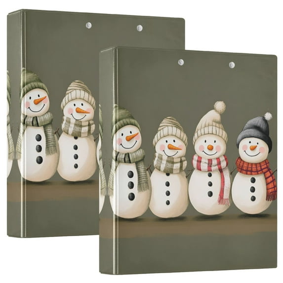 FORMRS 3 Ring Binder 1.5 inch with Pockets Set of 2 Clip Board 200 Sheets Capacity, Cute Snowmen