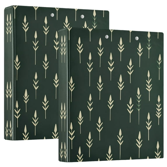 FORMRS 3 Ring Binder 1.5 inch with Pockets Set of 2 Clip Board 200 Sheets Capacity, Dark Green Plants