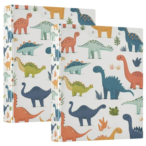 FORMRS 3 Ring Binder 1.5 inch with Pockets Set of 2 Clip Board 200 Sheets Capacity, Dinosaur Pattern