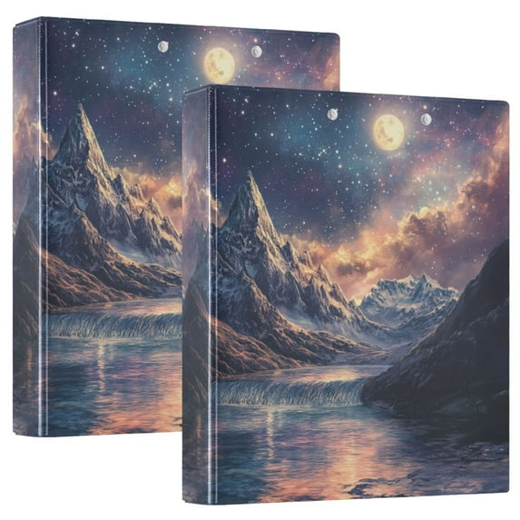 FORMRS 3 Ring Binder 1.5 inch with Pockets Set of 2 Clip Board 200 Sheets Capacity, Ethereal Mountain