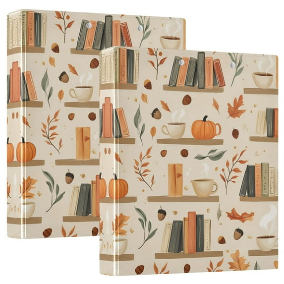 FORMRS 3 Ring Binder 1.5 inch with Pockets Set of 2 Clip Board 200 Sheets Capacity, Fall Book Shelf