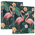 thumbnail image 1 of FORMRS 3 Ring Binder 1.5 inch with Pockets Set of 2 Clip Board 200 Sheets Capacity, Flamingo Leaves Pattern, 1 of 8