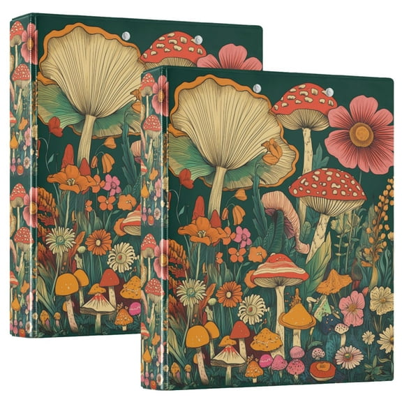 FORMRS 3 Ring Binder 1.5 inch with Pockets Set of 2 Clip Board 200 Sheets Capacity, Floral Mushroom
