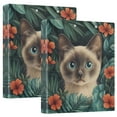 thumbnail image 1 of FORMRS 3 Ring Binder 1.5 inch with Pockets Set of 2 Clip Board 200 Sheets Capacity, Flowers and Cat, 1 of 8