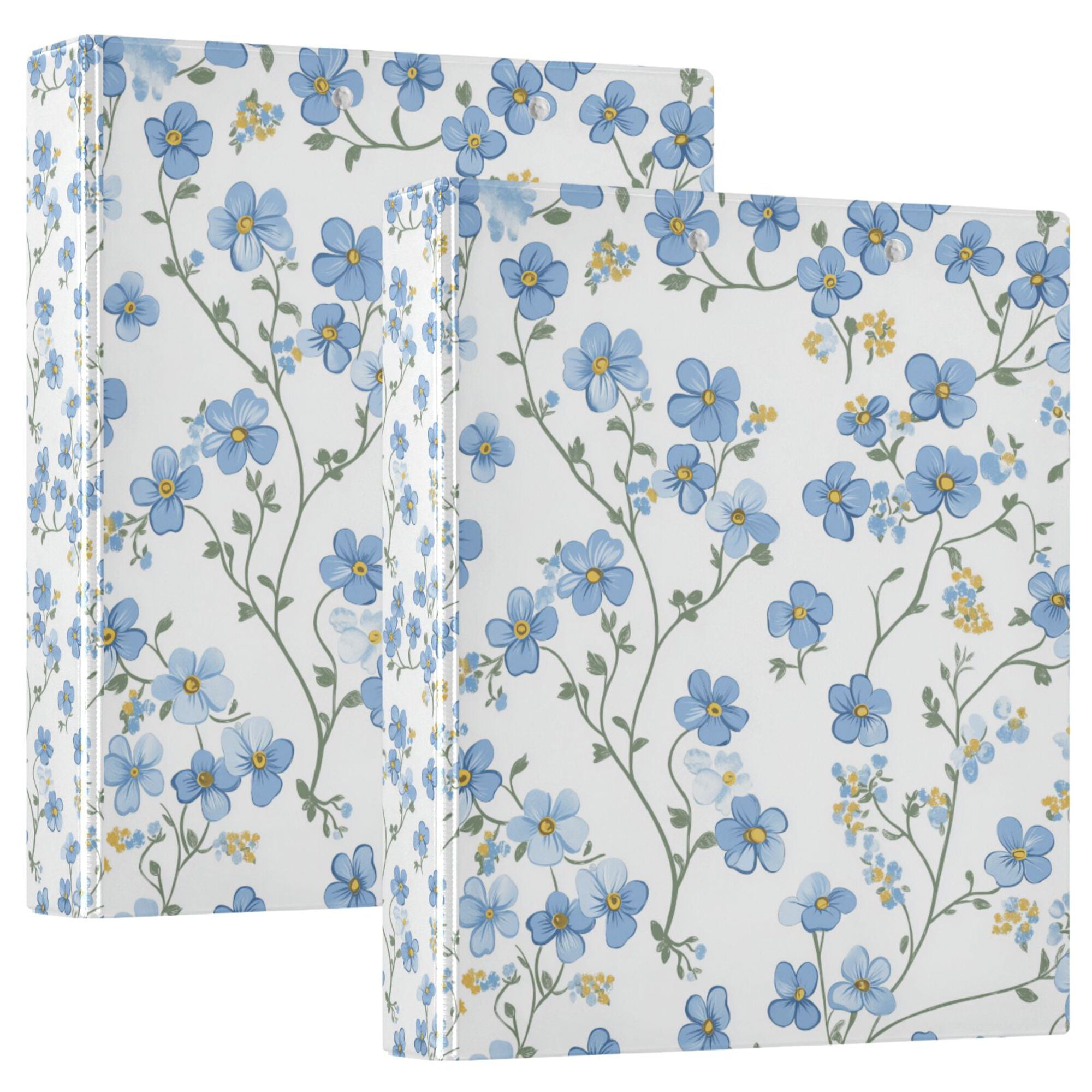 FORMRS 3 Ring Binder 1.5 inch with Pockets Set of 2 Clip Board 200 Sheets Capacity, Forget Me Not