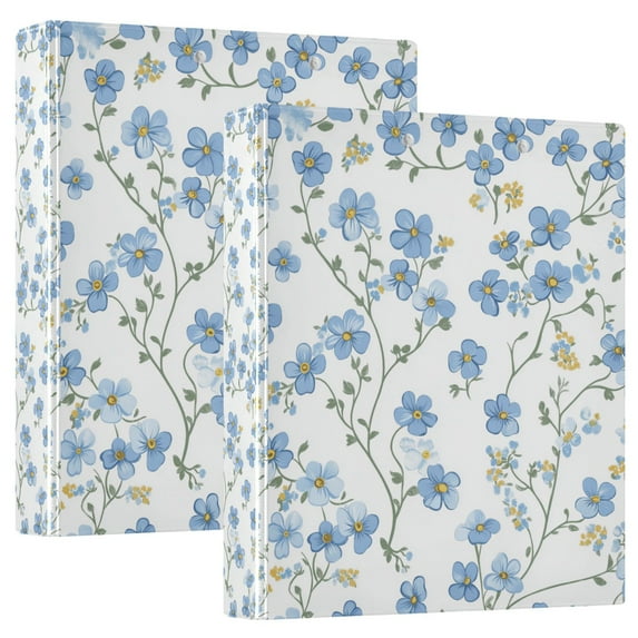 FORMRS 3 Ring Binder 1.5 inch with Pockets Set of 2 Clip Board 200 Sheets Capacity, Forget Me Not