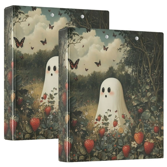 FORMRS 3 Ring Binder 1.5 inch with Pockets Set of 2 Clip Board 200 Sheets Capacity, Ghost in Strawberry Fields