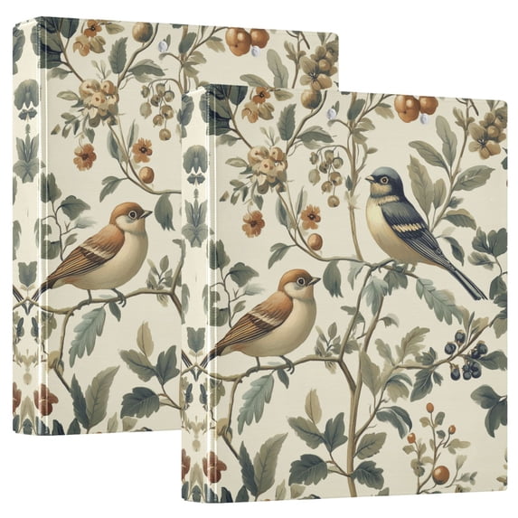 FORMRS 3 Ring Binder 1.5 inch with Pockets Set of 2 Clip Board 200 Sheets Capacity, Green Birds