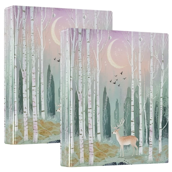 FORMRS 3 Ring Binder 1.5 inch with Pockets Set of 2 Clip Board 200 Sheets Capacity, Green Deer