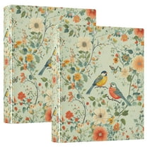 FORMRS 3 Ring Binder 1.5 inch with Pockets Set of 2 Clip Board 200 Sheets Capacity, Green Floral Pattern