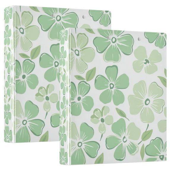 FORMRS 3 Ring Binder 1.5 inch with Pockets Set of 2 Clip Board 200 Sheets Capacity, Green Floral