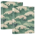 thumbnail image 1 of FORMRS 3 Ring Binder 1.5 inch with Pockets Set of 2 Clip Board 200 Sheets Capacity, Green Wave Pattern, 1 of 8