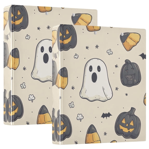 FORMRS 3 Ring Binder 1.5 inch with Pockets Set of 2 Clip Board 200 Sheets Capacity, Halloween Black Pumpkins