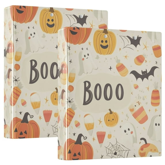 FORMRS 3 Ring Binder 1.5 inch with Pockets Set of 2 Clip Board 200 Sheets Capacity, Halloween Cute Pumpkins