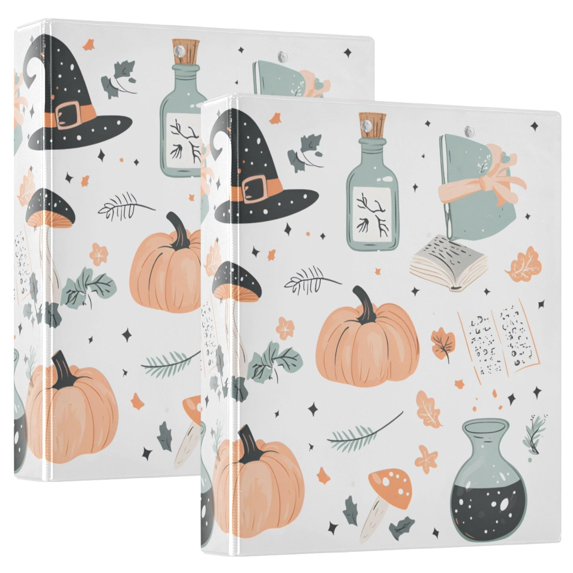 FORMRS 3 Ring Binder 1.5 inch with Pockets Set of 2 Clip Board 200 Sheets Capacity, Halloween Pumpkin