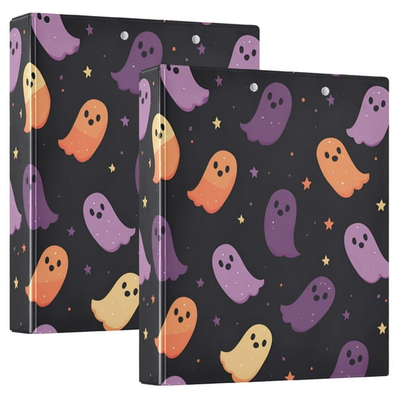 FORMRS 3 Ring Binder 1.5 inch with Pockets Clip Board 200 Sheets Capacity, Halloween Purple Ghosts
