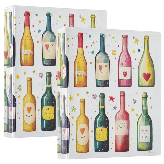 FORMRS 3 Ring Binder 1.5 inch with Pockets Set of 2 Clip Board 200 Sheets Capacity, Heart Bottles