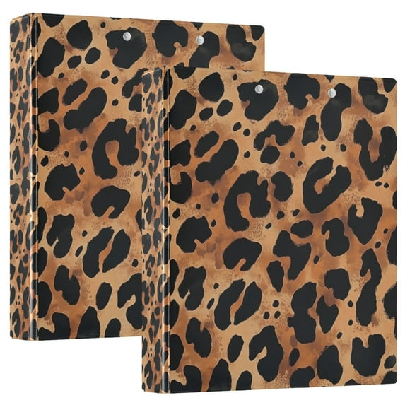 FORMRS 3 Ring Binder 1.5 inch with Pockets Set of 2 Clip Board 200 Sheets Capacity, Leopard Pattern