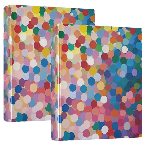 FORMRS 3 Ring Binder 1.5 inch with Pockets Set of 2 Clip Board 200 Sheets Capacity, Light Colorful Circles