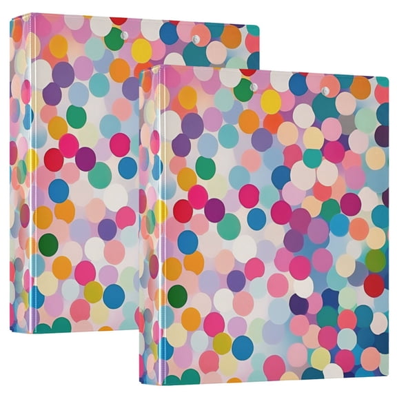 FORMRS 3 Ring Binder 1.5 inch with Pockets Set of 2 Clip Board 200 Sheets Capacity, Light Colorful Circles