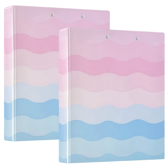 FORMRS 3 Ring Binder 1.5 inch with Pockets Set of 2 Clip Board 200 Sheets Capacity, Light Pink Stripes