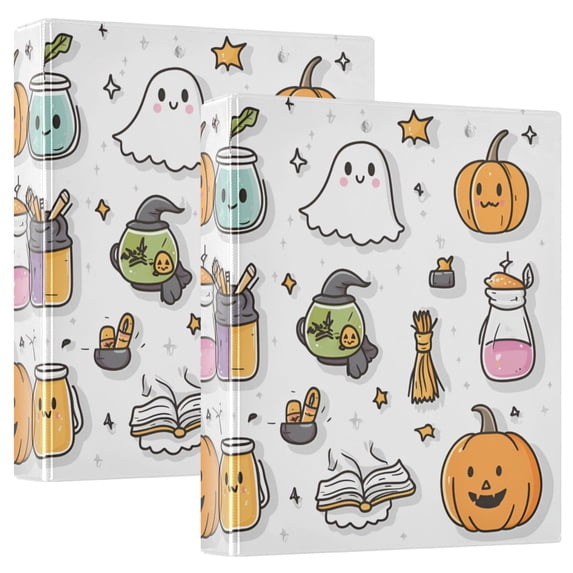 FORMRS 3 Ring Binder 1.5 inch with Pockets Set of 2 Clip Board 200 Sheets Capacity, Magical Halloween