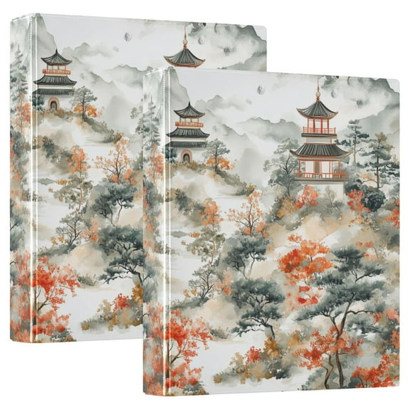 FORMRS 3 Ring Binder 1.5 inch with Pockets Set of 2 Clip Board 200 Sheets Capacity, Mountain Pattern