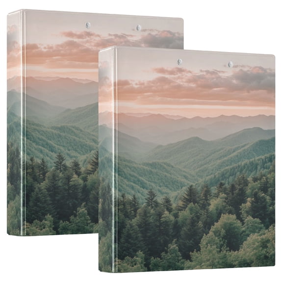 FORMRS 3 Ring Binder 1.5 inch with Pockets Set of 2 Clip Board 200 Sheets Capacity, Mountains at Dawn