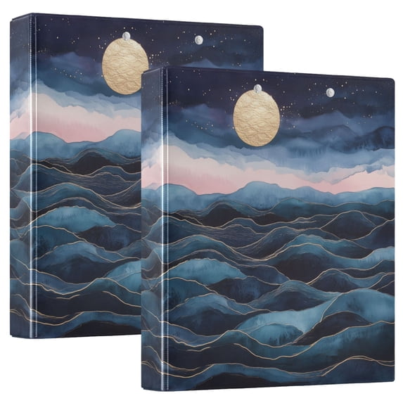 FORMRS 3 Ring Binder 1.5 inch with Pockets Set of 2 Clip Board 200 Sheets Capacity, Ocean Waves