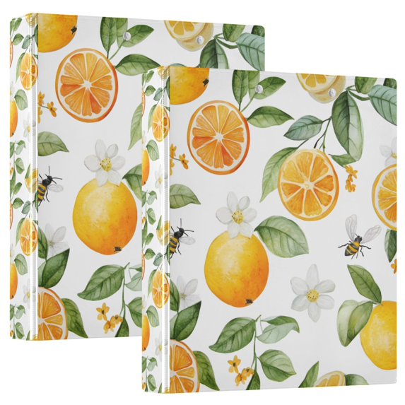 FORMRS 3 Ring Binder 1.5 inch with Pockets Set of 2 Clip Board 200 Sheets Capacity, Orange Bees