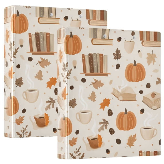 FORMRS 3 Ring Binder 1.5 inch with Pockets Set of 2 Clip Board 200 Sheets Capacity, Orange Fall Pumpkin