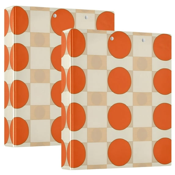 FORMRS 3 Ring Binder 1.5 inch with Pockets Set of 2 Clip Board 200 Sheets Capacity, Orange Geometric Circles