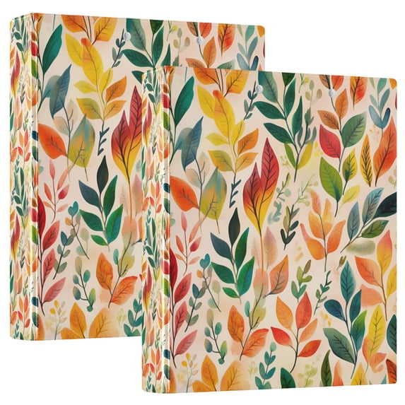 FORMRS 3 Ring Binder 1.5 inch with Pockets Set of 2 Clip Board 200 Sheets Capacity, Orange Leaves